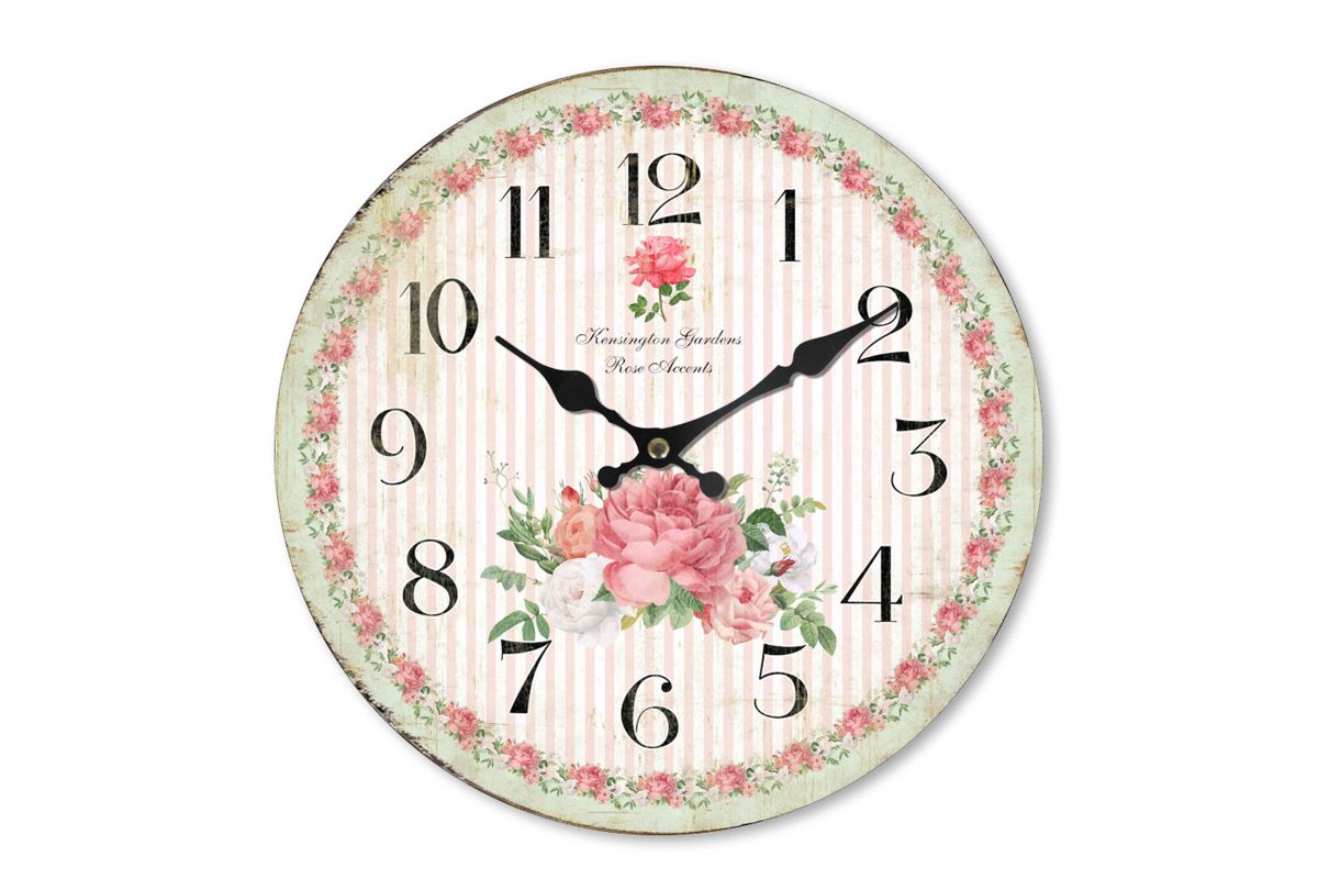 Wooden clock Kensington garden 29 cm Isabelle Rose