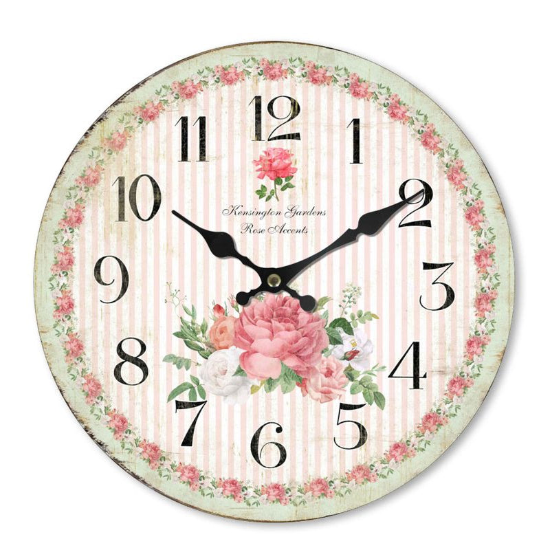 Wooden clock Kensington garden 29 cm Isabelle Rose