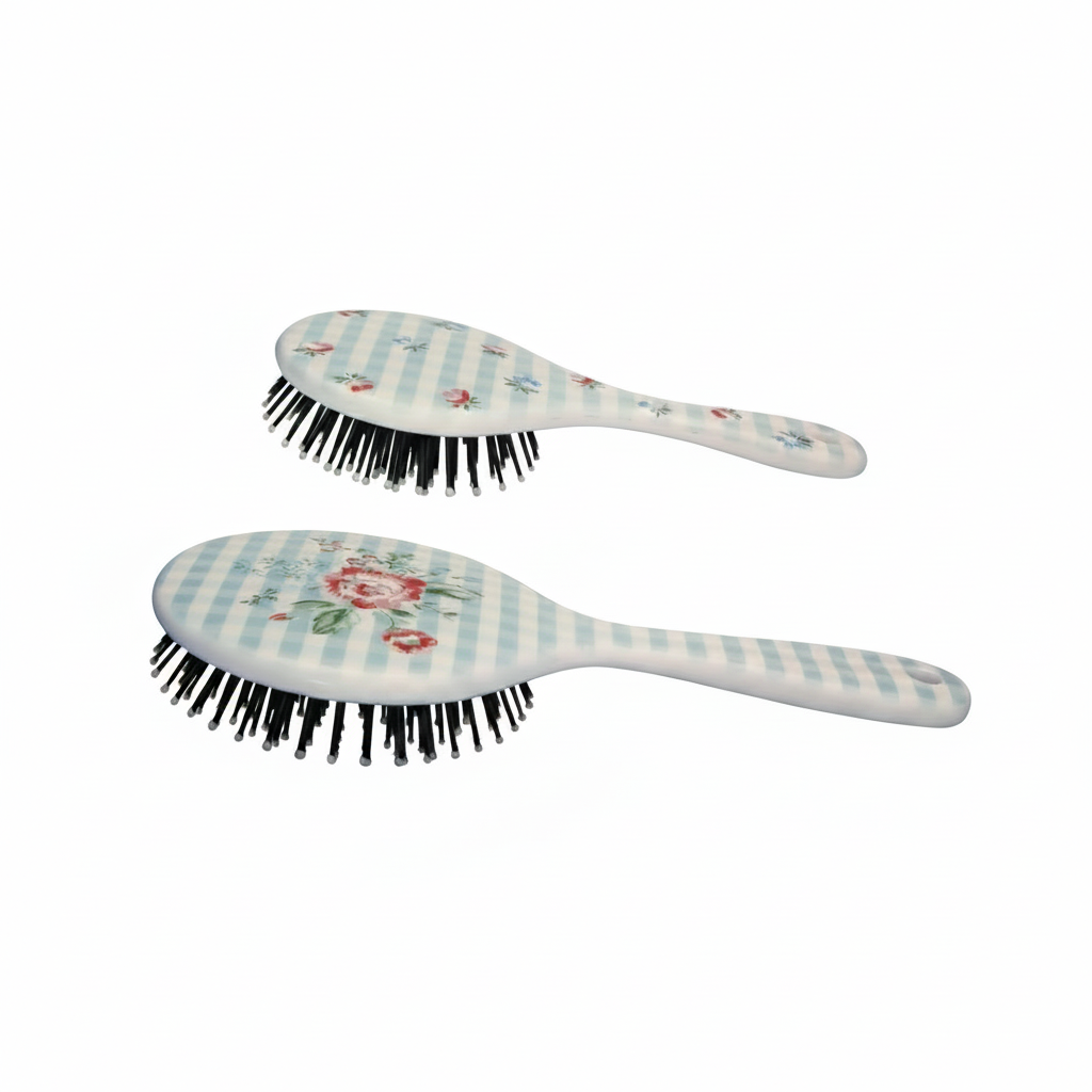 GreenGate Hair Brush Round Henrietta Pale Blue Set of 2