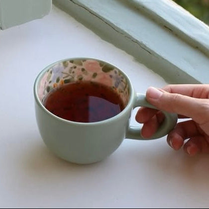 Hand Painted Ceramic Cup Green
