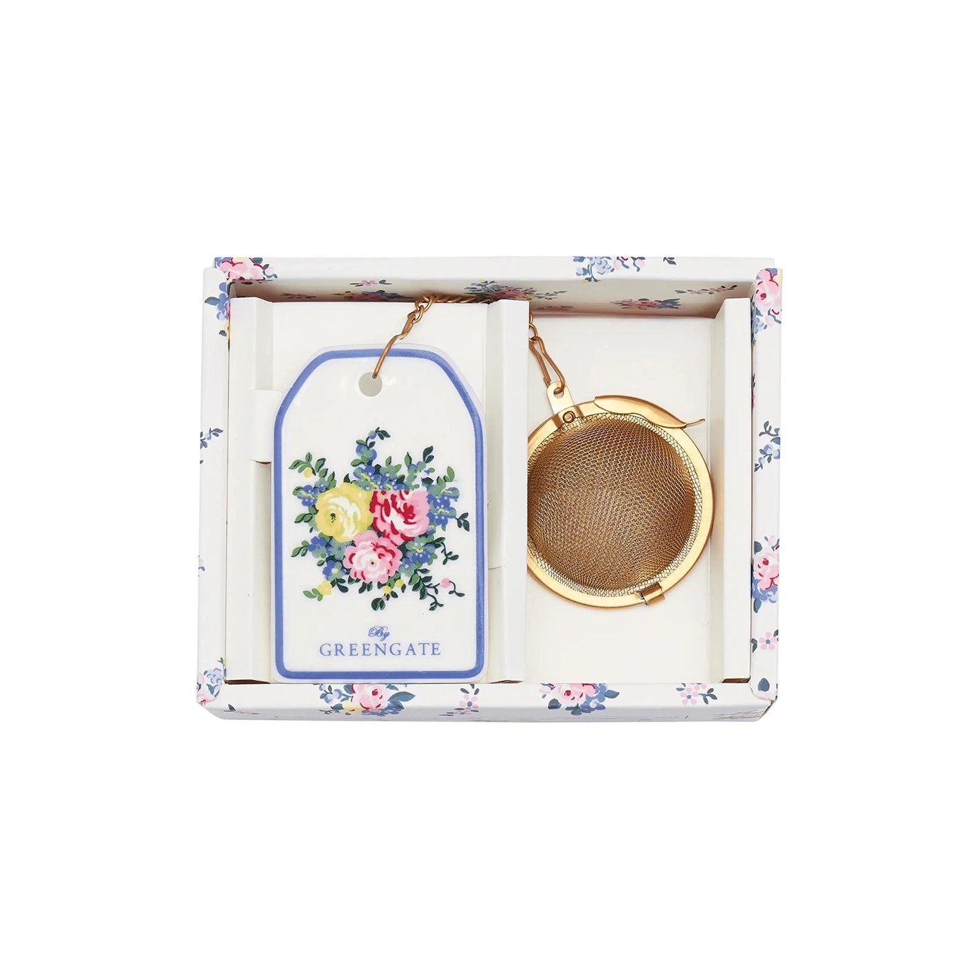 GreenGate Tea Infuser Laura White with Chain