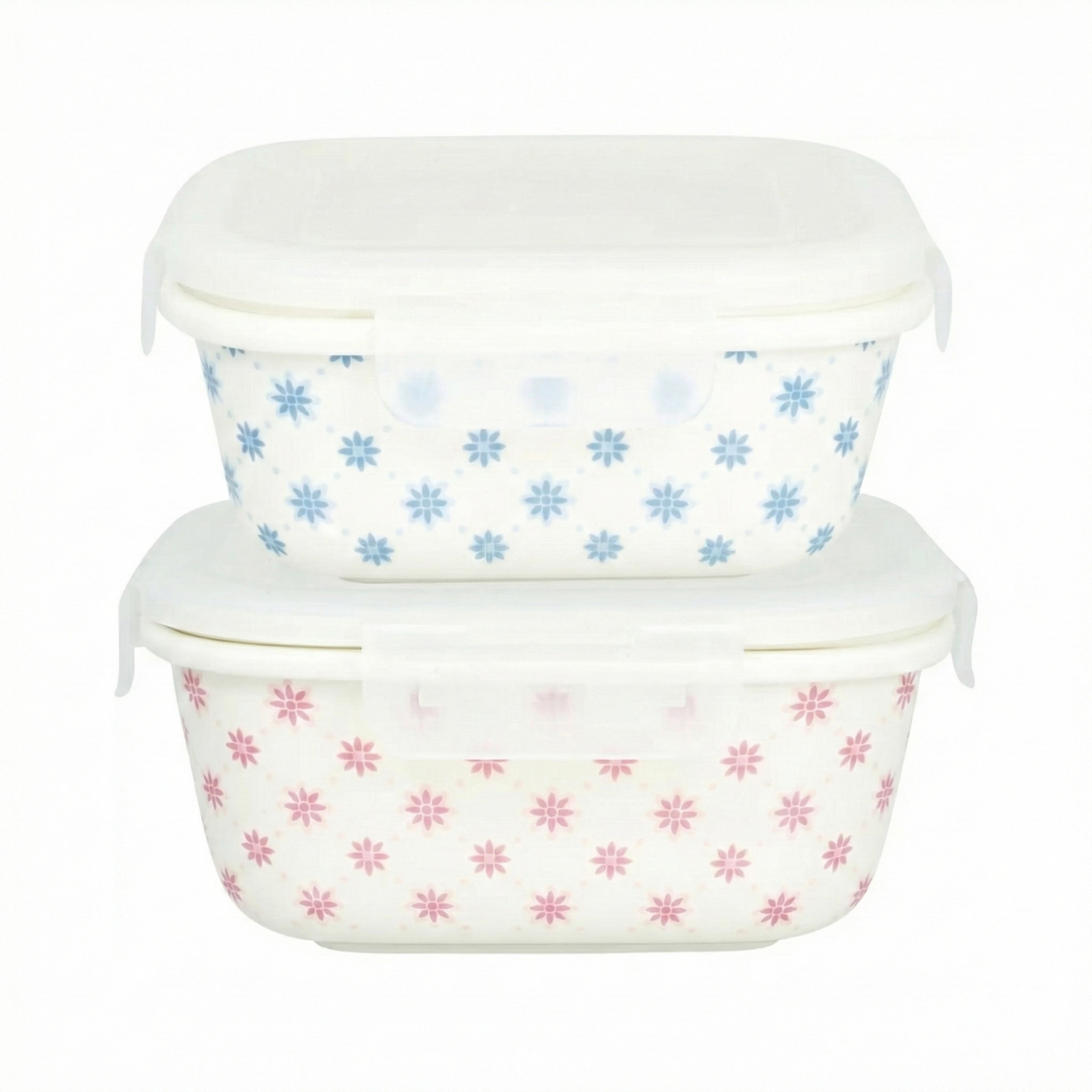 GreenGate Food Storage Box Square Laurie Pale Pink Set of 2