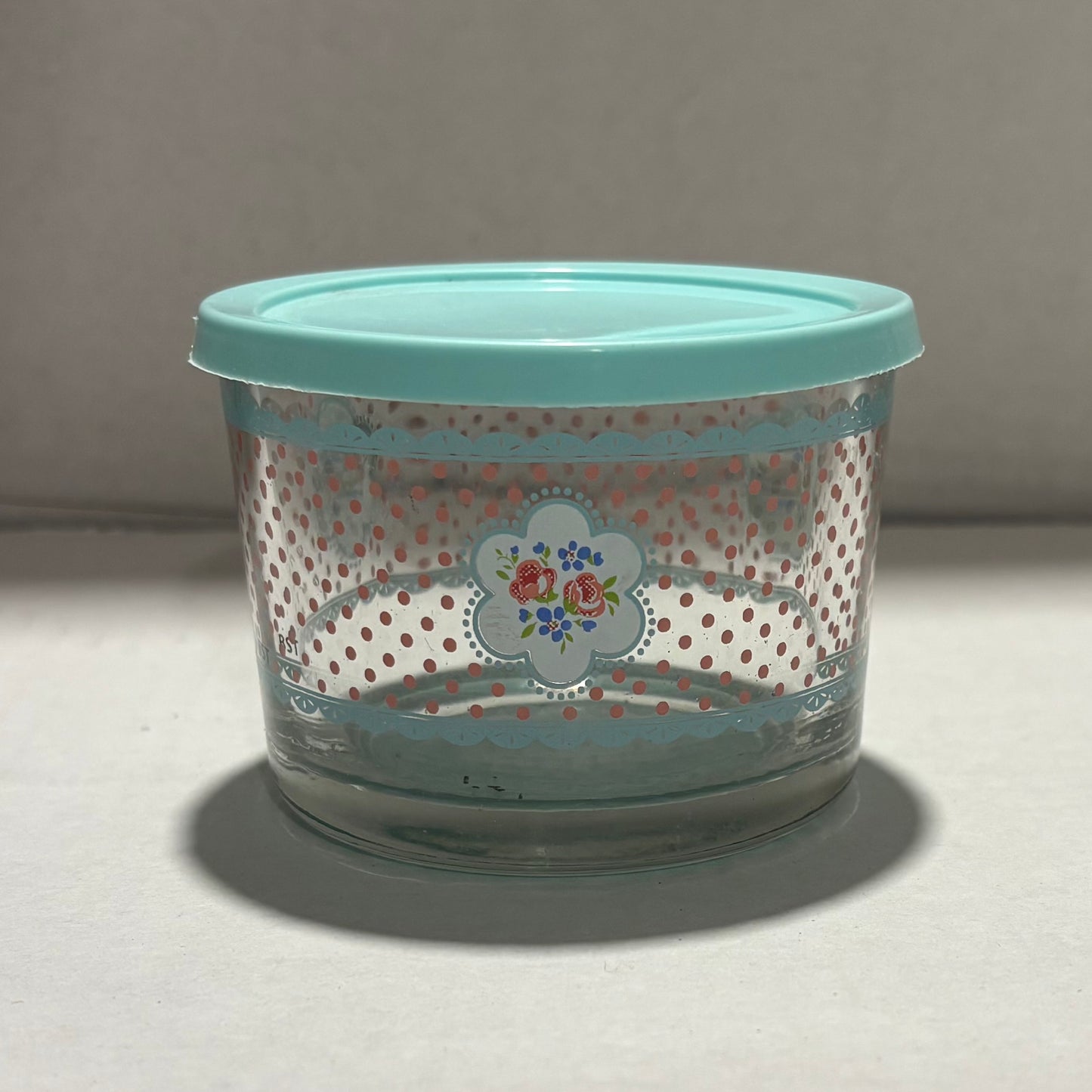 Glass bowl with lid (blue)
