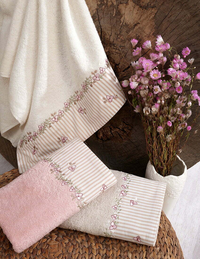 Cotton bath glove Vintage pink 16×21 cm Isabelle Rose