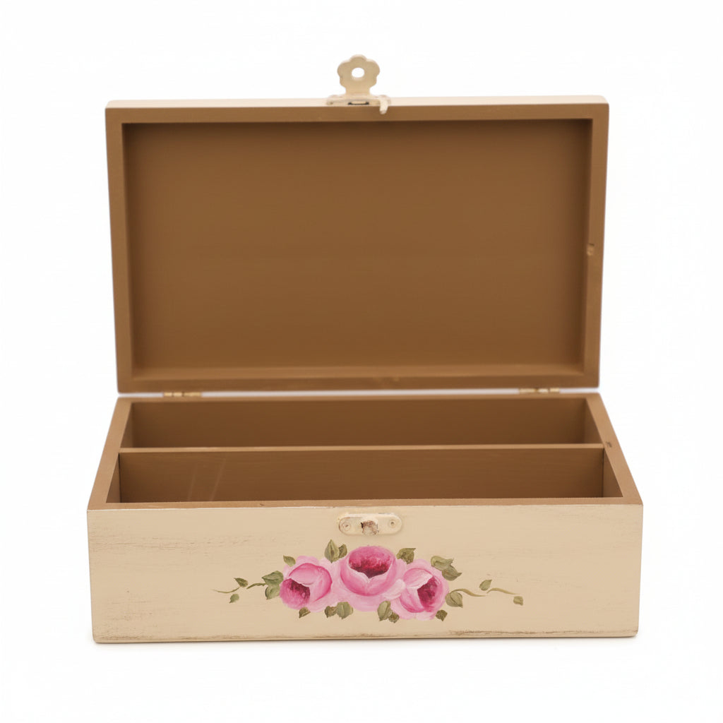 Hand-Painted Wooden Cutlery Box