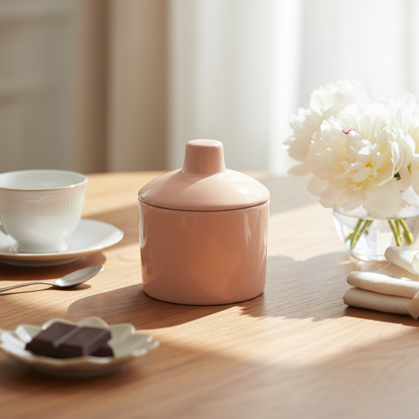 Hand Painted Ceramic sugar pot Pink