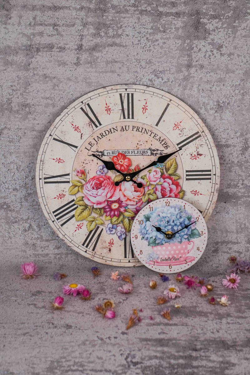 Wooden clock Timeless spring 29 cm Isabelle Rose