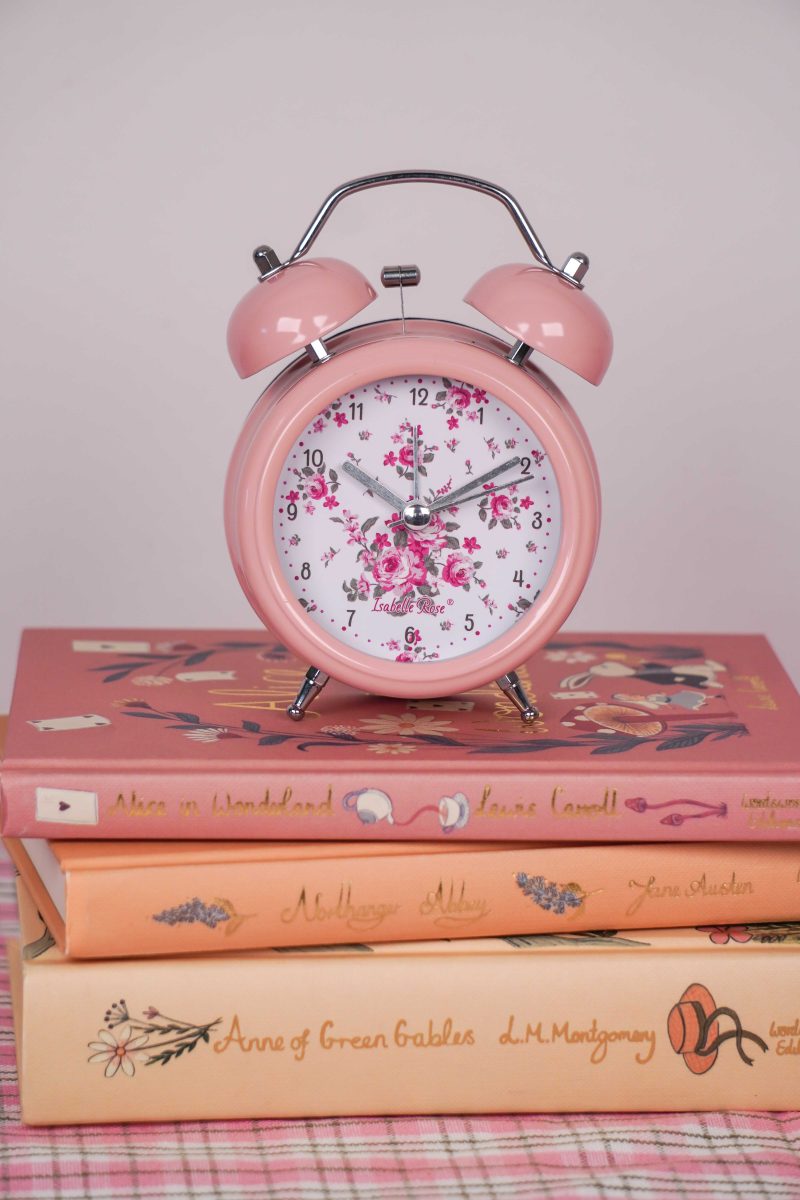 Retro alarm clock Bella roses 12×9 cm Isabelle Rose