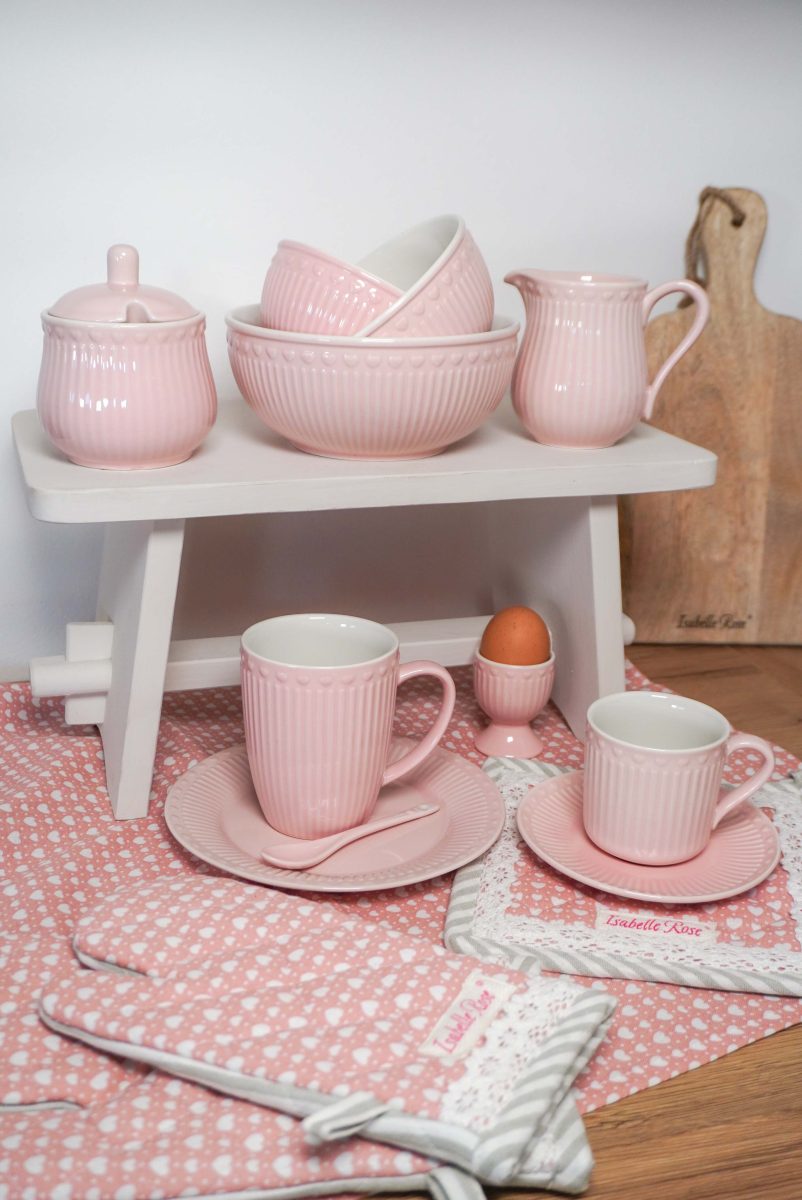 Porcelain sugar pot LOVE in pastel pink color 11 cm Isabelle Rose