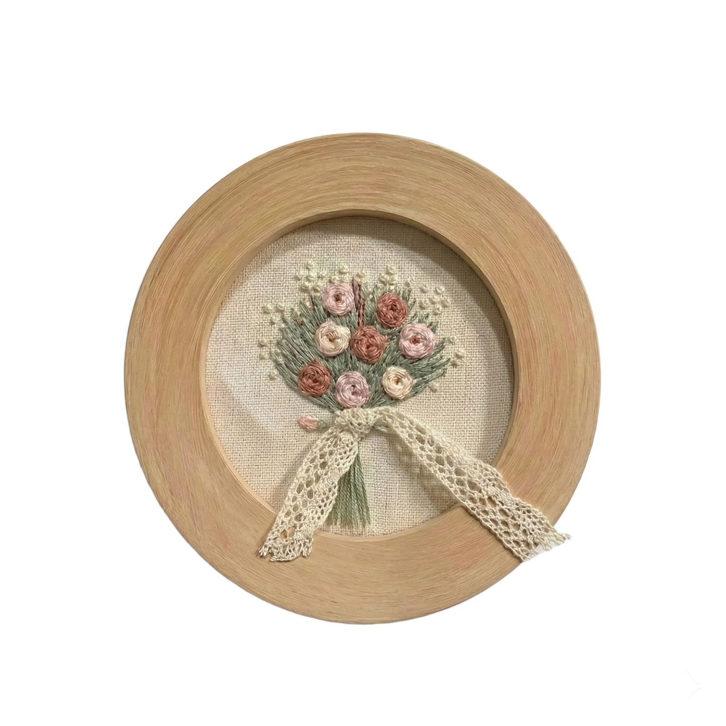 Embroidery round wooden board