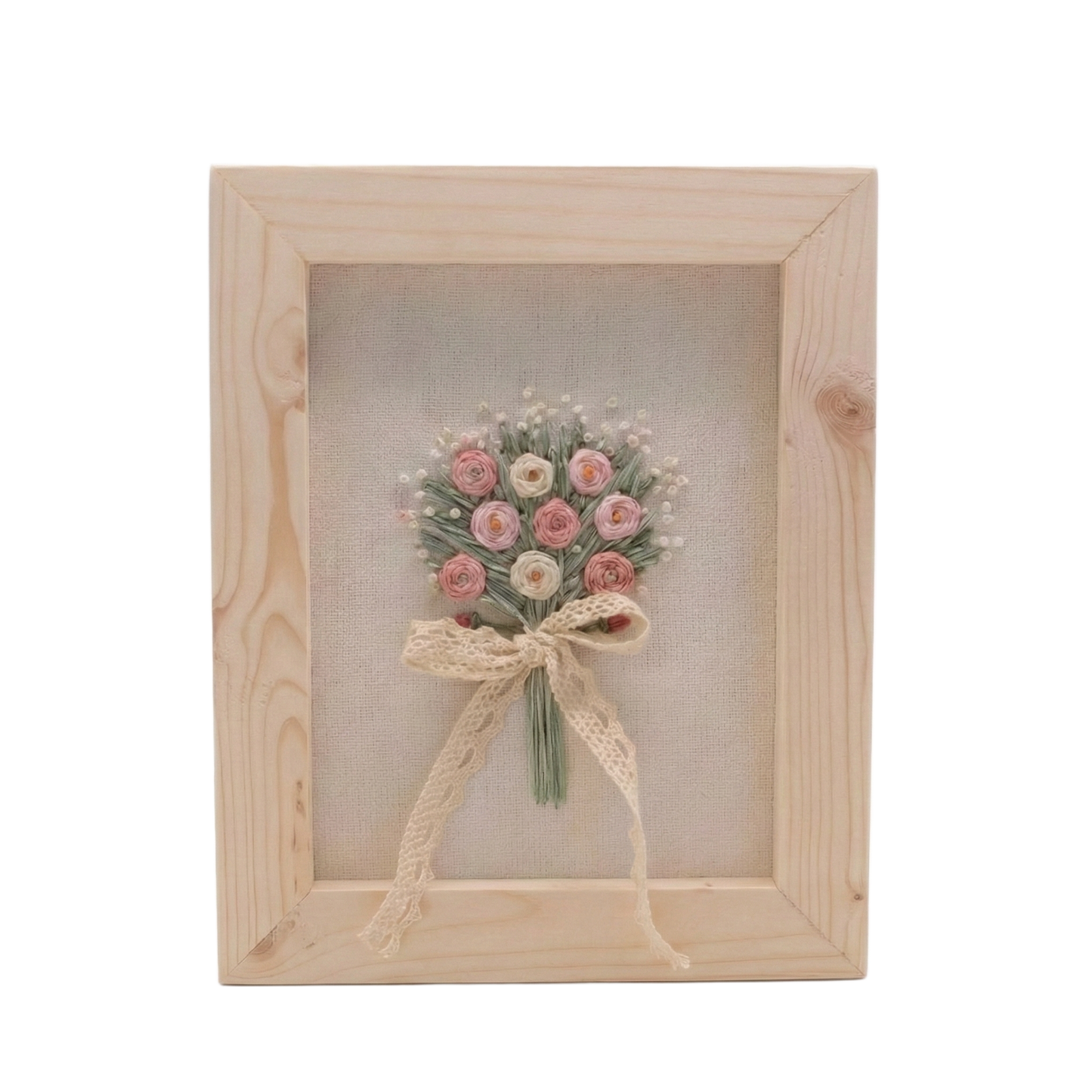 Embroidered Rectangular wooden plaque