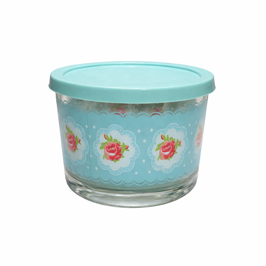 Glass bowl with lid (blue)