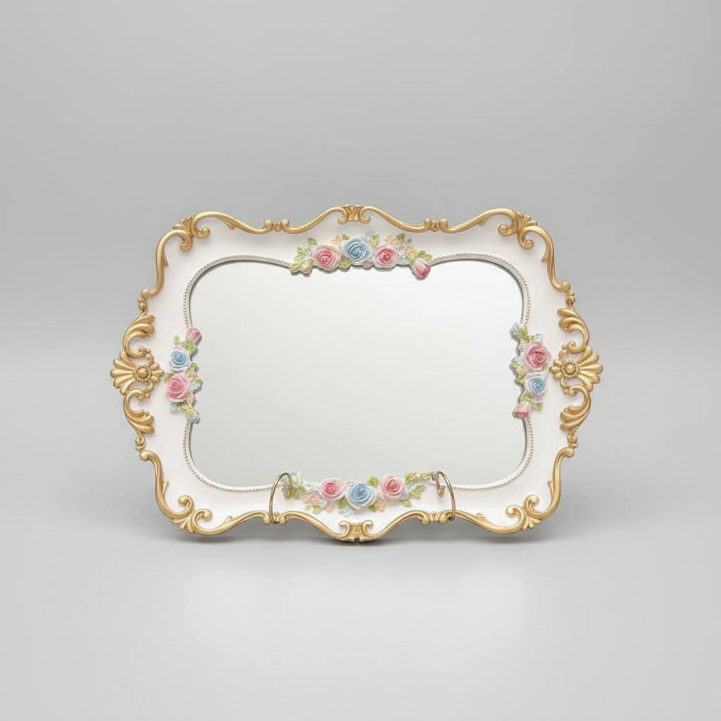 Hand painted tray with mirror