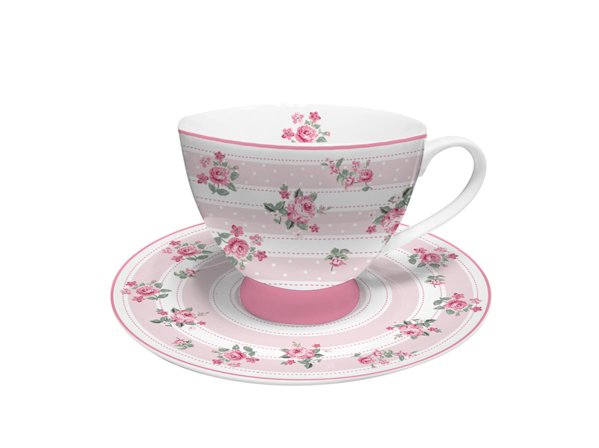 Porcelain cup with saucer Bella stripes 200 ml Isabelle Rose – WITH FLAWS!