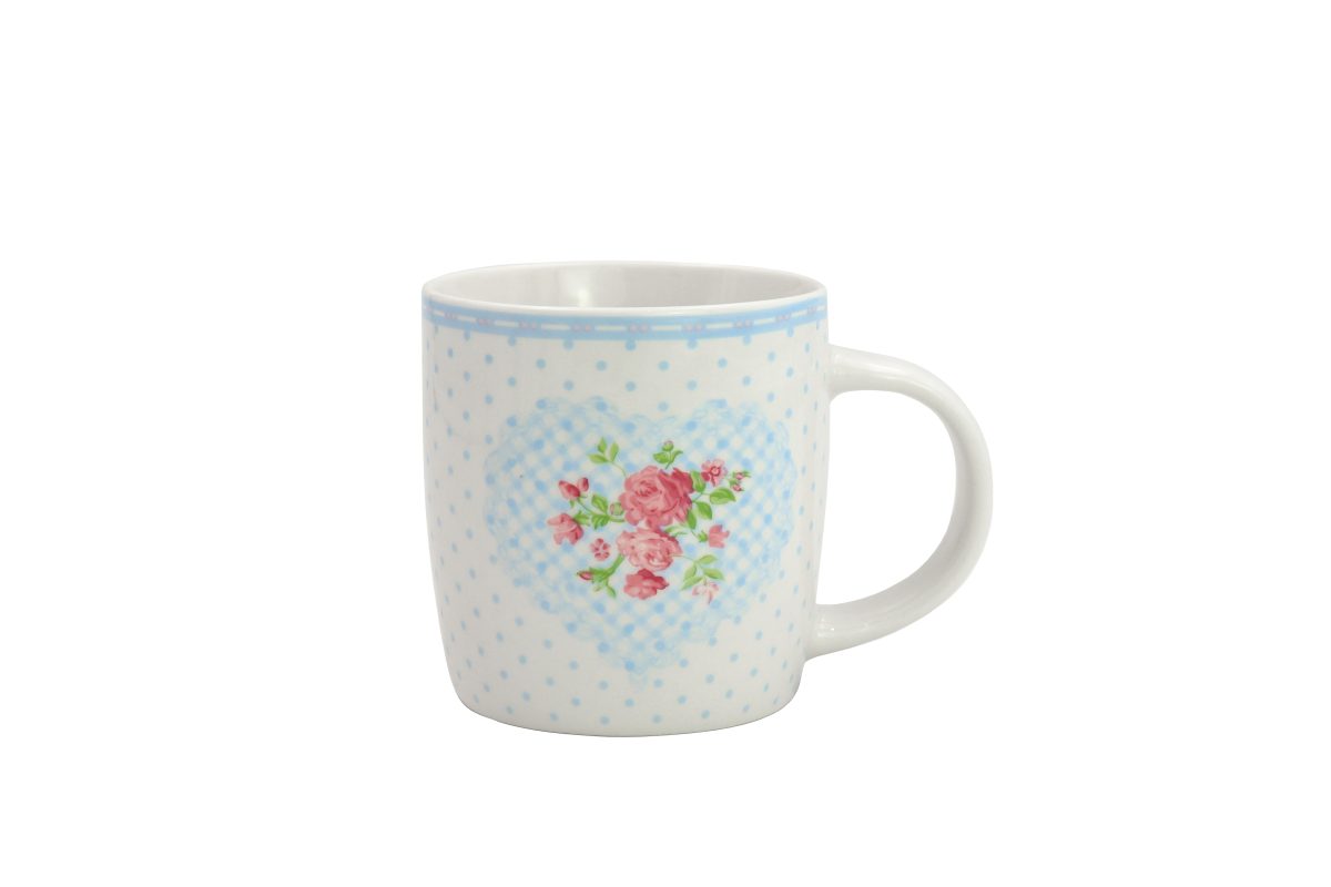 Mug with heart and dots pastel blue 350 ml Isabelle Rose