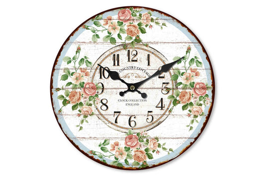 Wooden clock Country cottage 29 cm Isabelle Rose