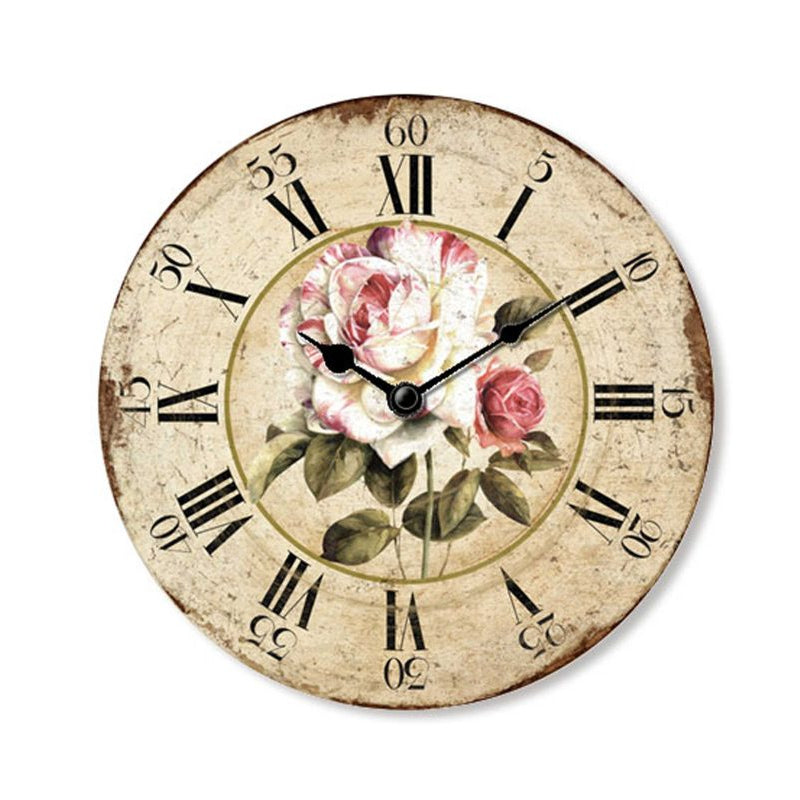 Wooden clock Big rose 15 cm Isabelle Rose