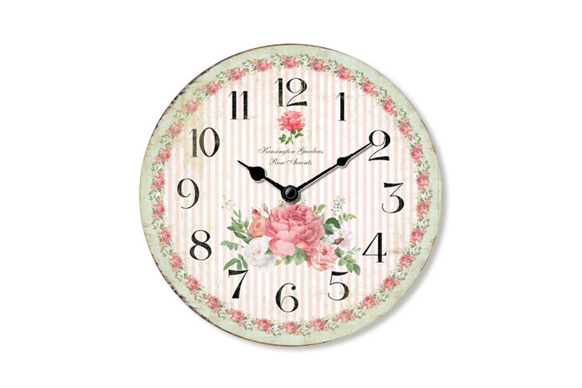 Wooden clock Kensington garden 15 cm Isabelle Rose