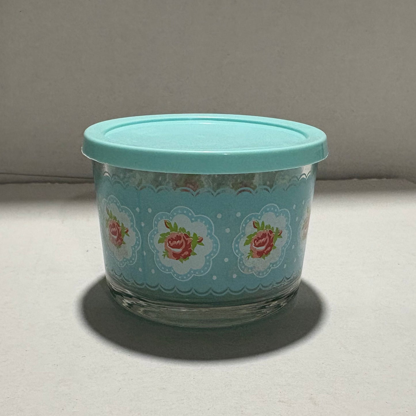 Glass bowl with lid (blue)