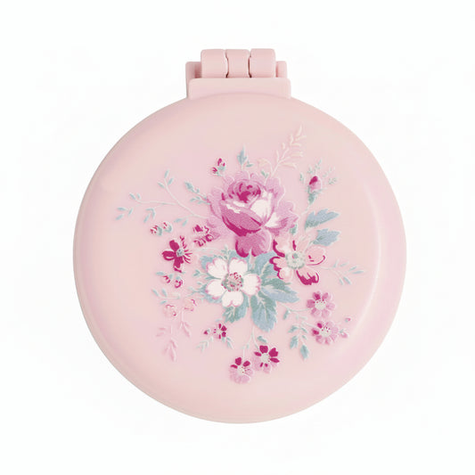 GreenGate Pocket Mirror Round with Brush Marie Dusty Rose