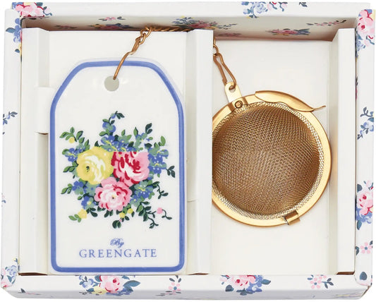 GreenGate Tea Infuser Laura White with Chain