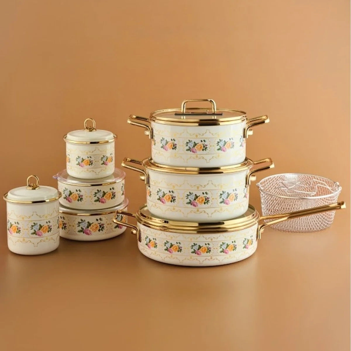 Karaca Viyan 7 Piece Enamel Storage Container and Spice Set with Cookware