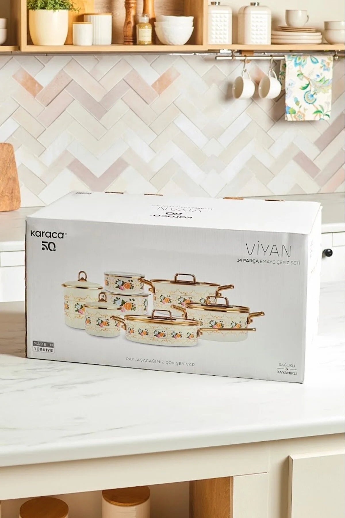 Karaca Viyan 7 Piece Enamel Storage Container and Spice Set with Cookware