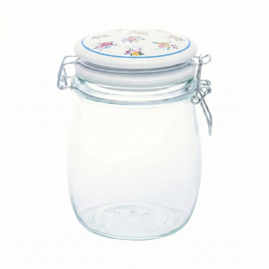 GreenGate Glass Storage Jar Elena Petit White 0.75 Litre