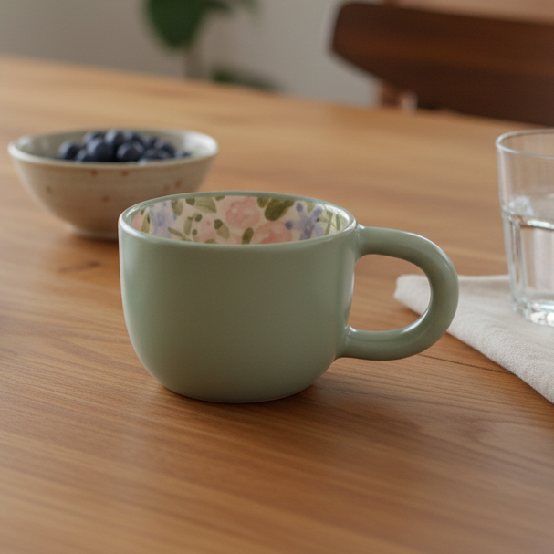Hand Painted Ceramic Cup Green