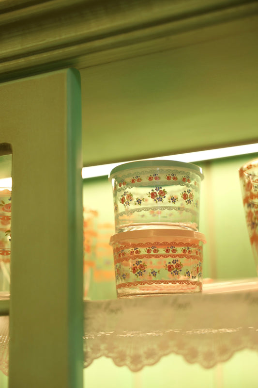 Glass bowl with lid (blue)