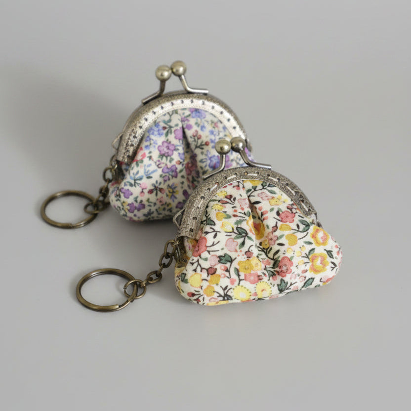 Handmade Floral Fabric Keychain Mini Purse