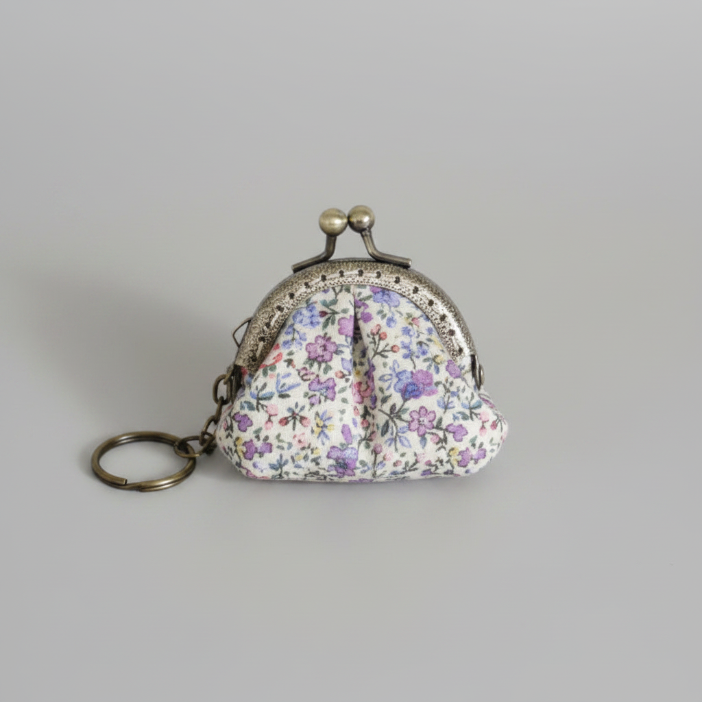 Handmade Floral Fabric Keychain Mini Purse
