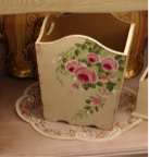Beige trash bin
