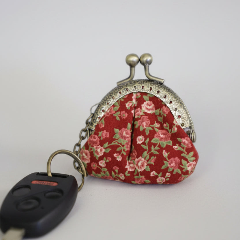 Handmade Floral Fabric Keychain Mini Purse