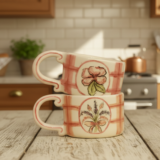 Handmade Ceramic Tea Cup with Floral Design