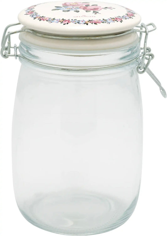 GreenGate Glass Storage Jar Madison White 1 Liter