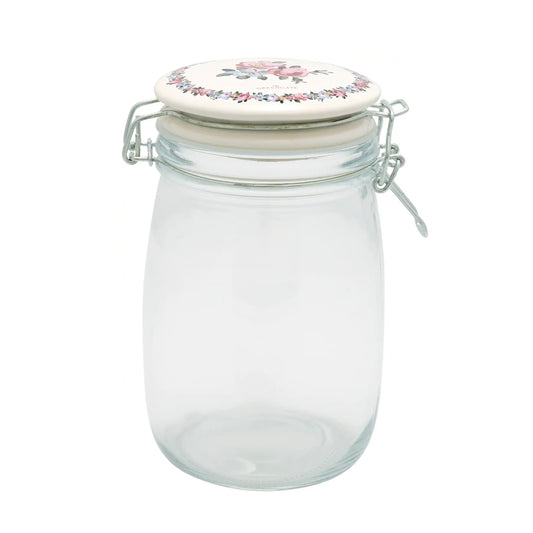 GreenGate Glass Storage Jar Madison White 1 Liter