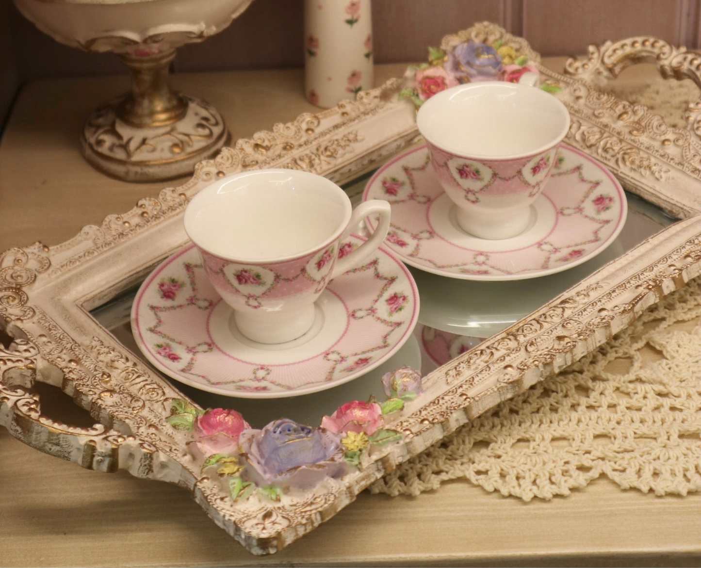 resin tray with mirror 21*37 cm