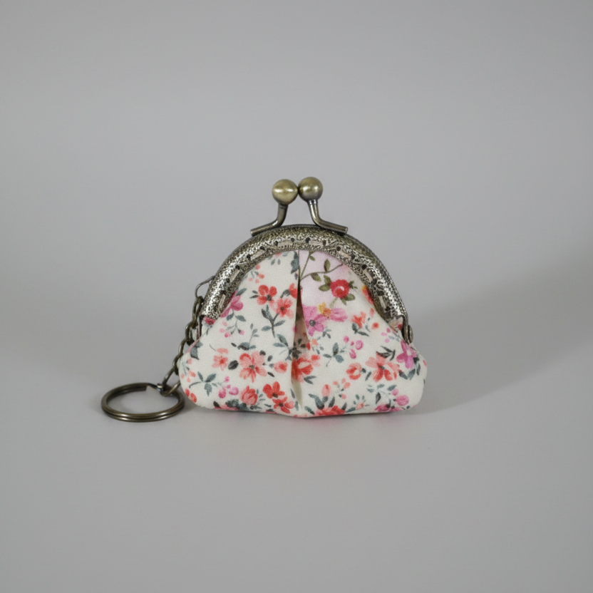 Handmade Floral Fabric Keychain Mini Purse