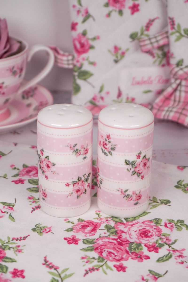 Porcelain salt and pepper holders Bella stripes 7,5×4 cm Isabelle Rose