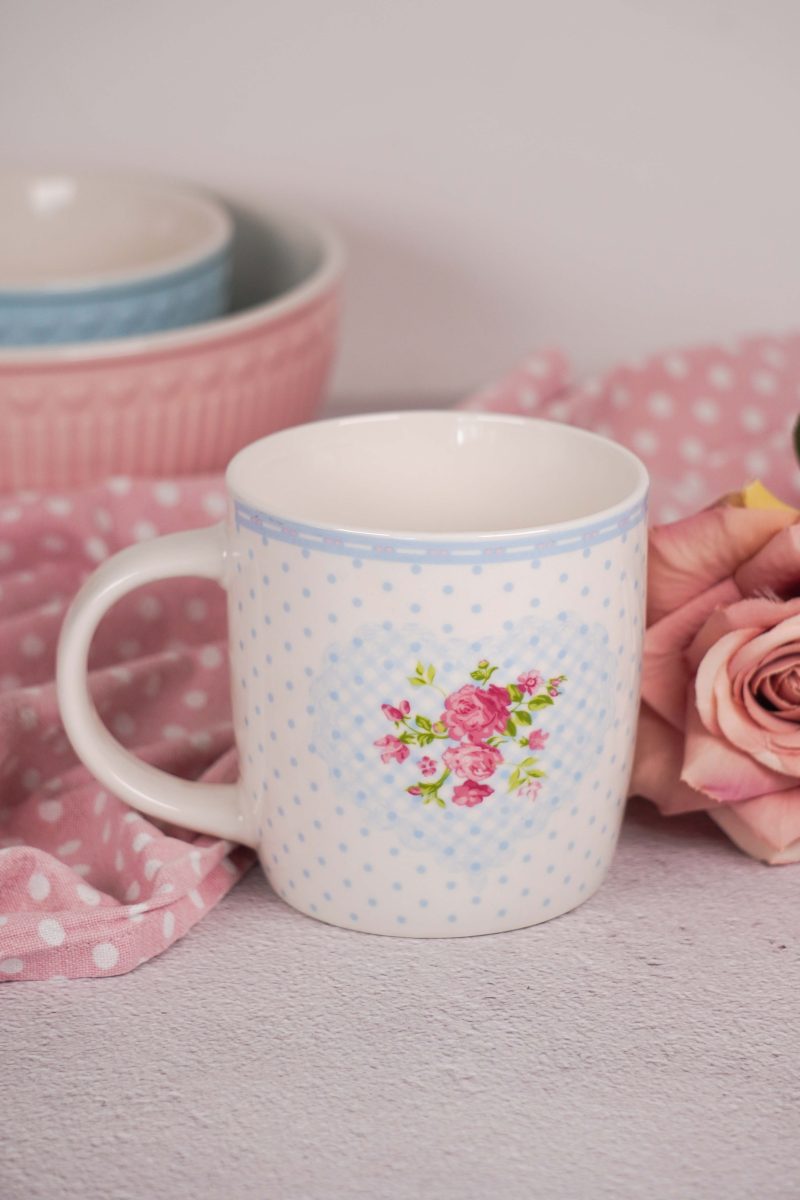 Mug with heart and dots pastel blue 350 ml Isabelle Rose