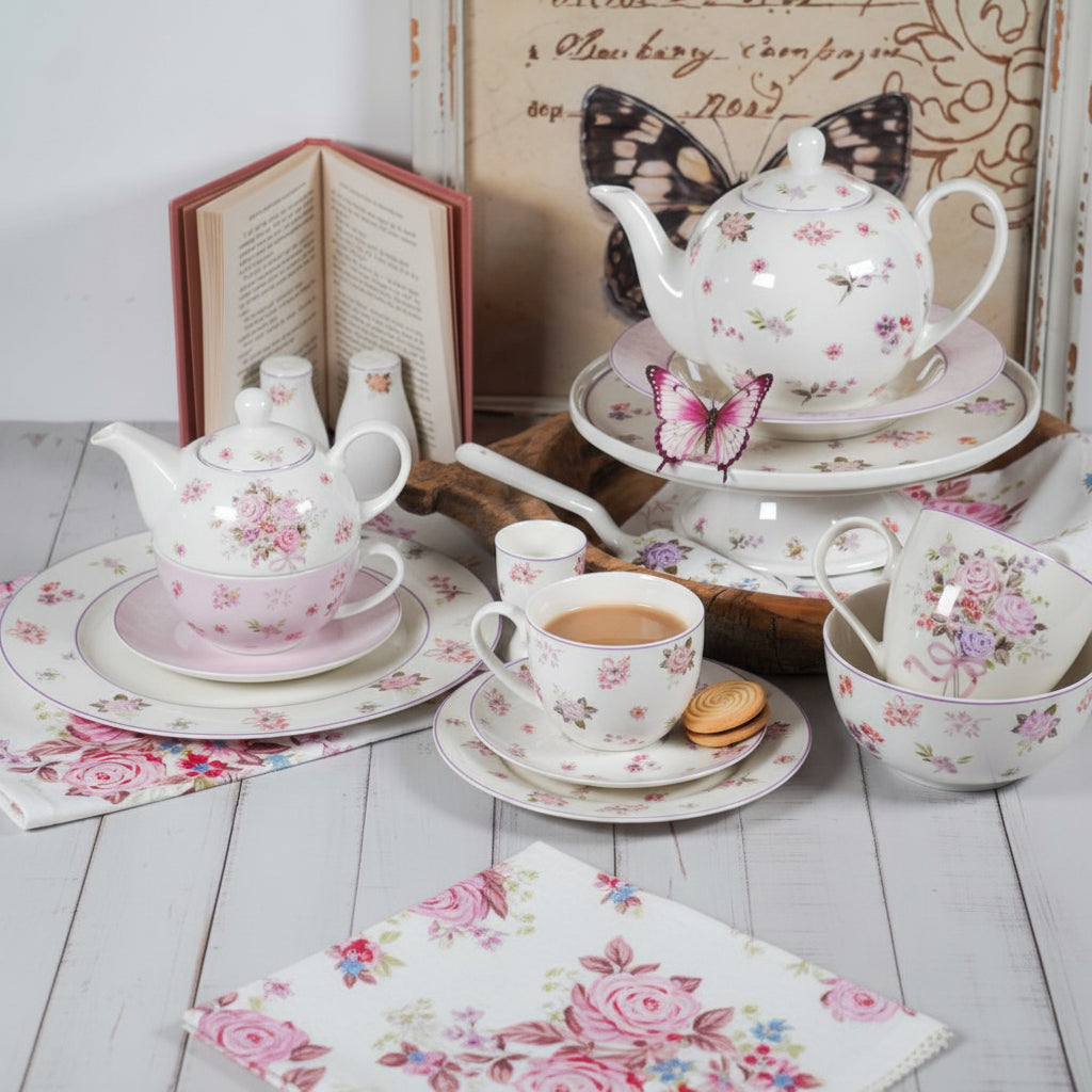 Porcelain tea set for one Flora 400 ml Isabelle Rose