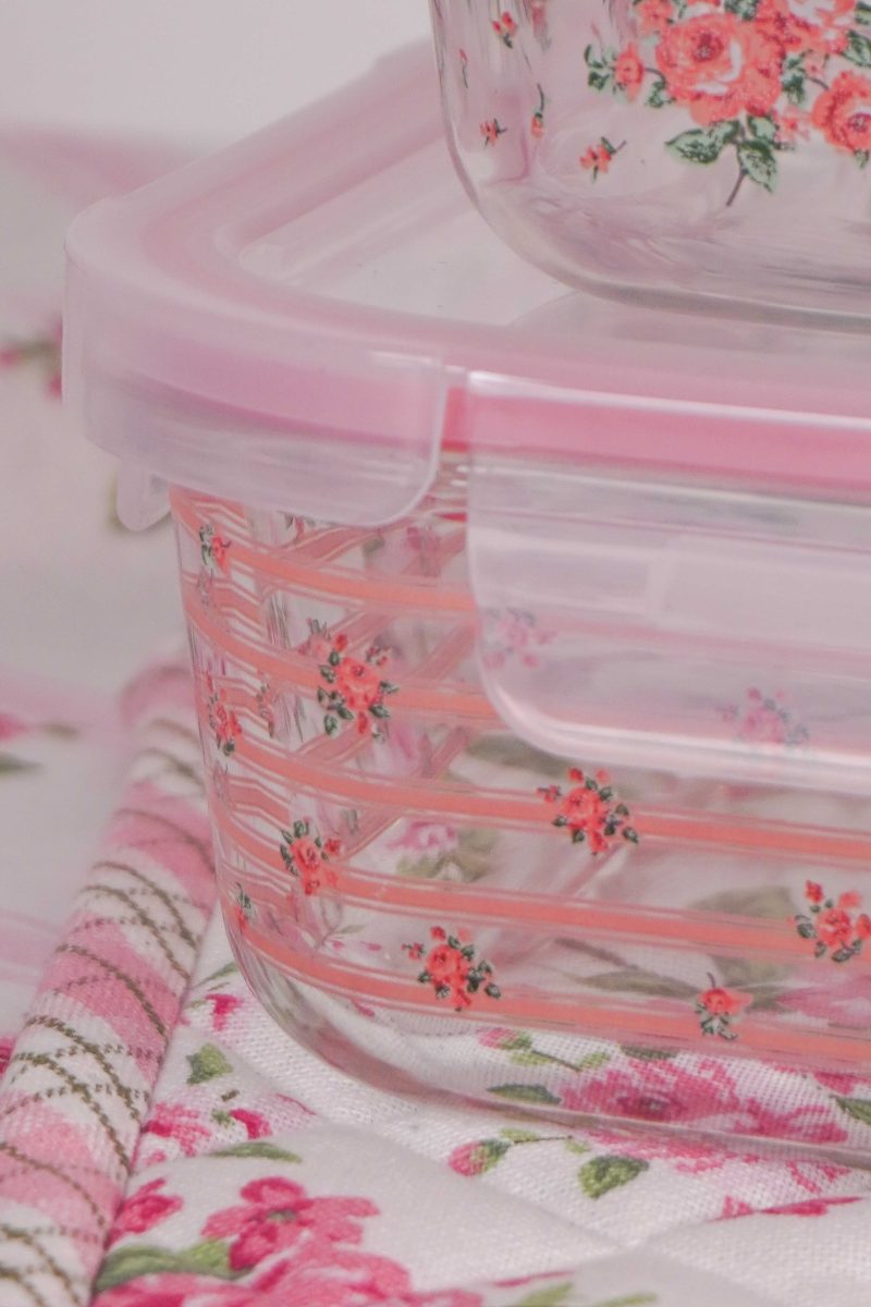 Set of two glass containers with lid Bella 640 ml and 1050 ml Isabelle Rose