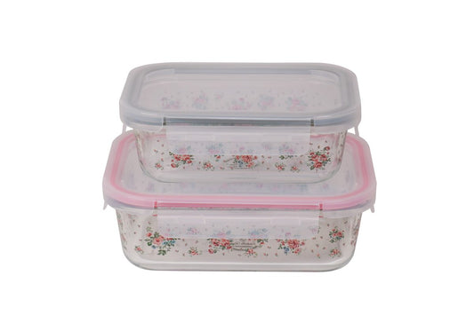 Set of two glass containers Lisa 640 ml & 1050 ml Isabelle Rose