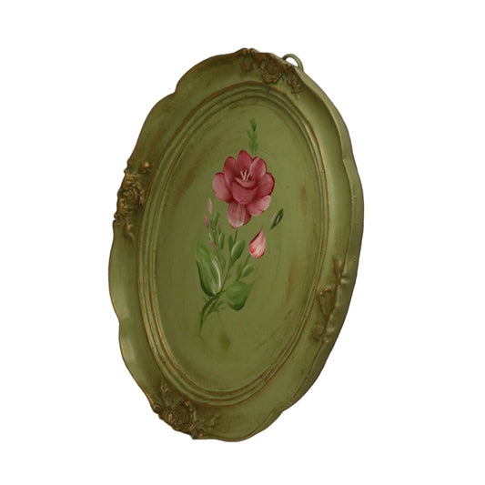 Green hand-painted flower painting