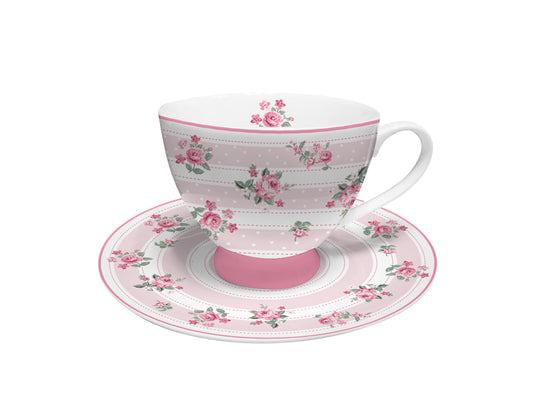 Porcelain cup with saucer Bella stripes 200 ml Isabelle Rose – WITH FLAWS!