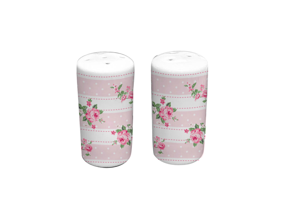 Porcelain salt and pepper holders Bella stripes 7,5×4 cm Isabelle Rose