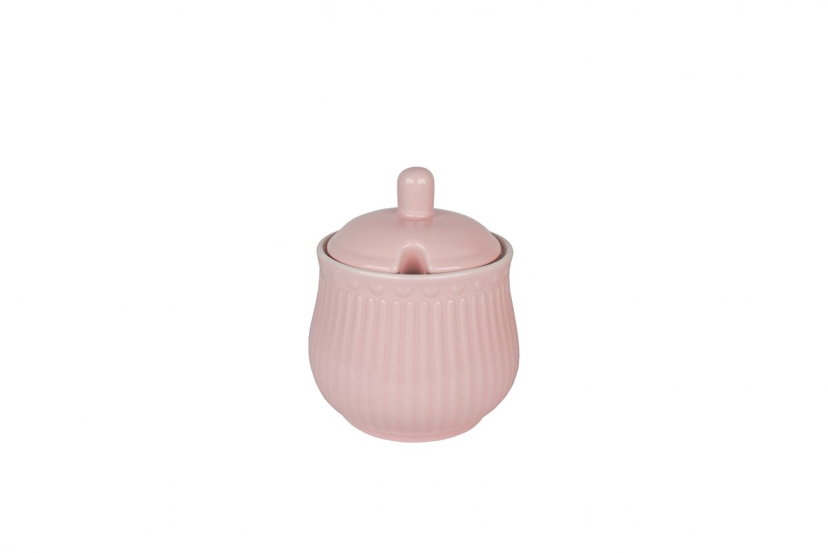 Porcelain sugar pot LOVE in pastel pink color 11 cm Isabelle Rose